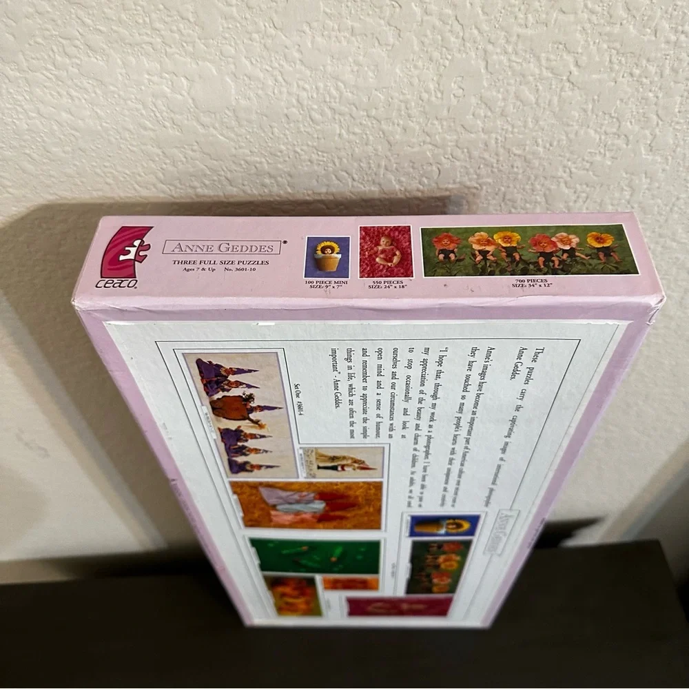 Anne Geddes Deluxe Puzzle Set Sealed Three Full Sized Puzzles New In Box 2001
